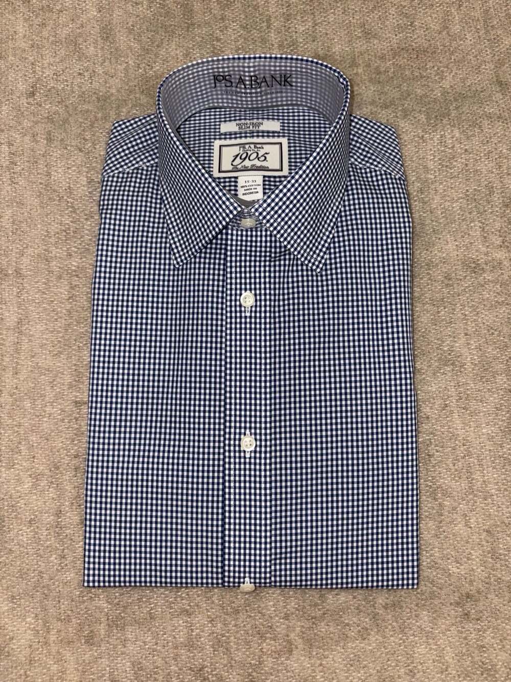 NEW Jos. A. Bank Dress Shirt | 15 x 33 | Blue Check | Slim Fit | NWT